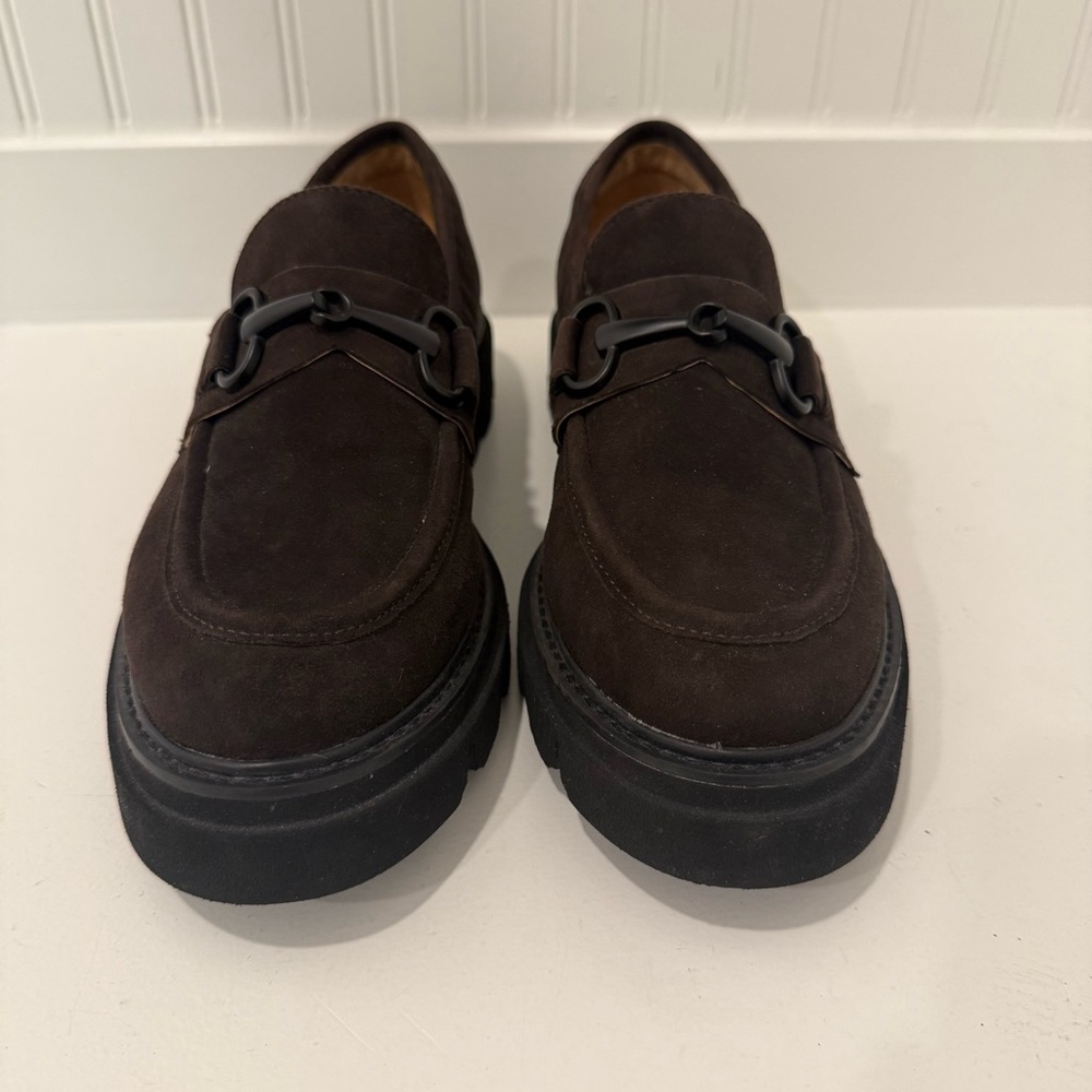 Sofft Satara Chunky Horsebit Loafer Lug Sole Chocolate Brown Suede Size 9.5 - Picture 3 of 7